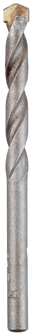 A silver-coloured metal drill bit with a spiral cutting edge and a pointed tip.
