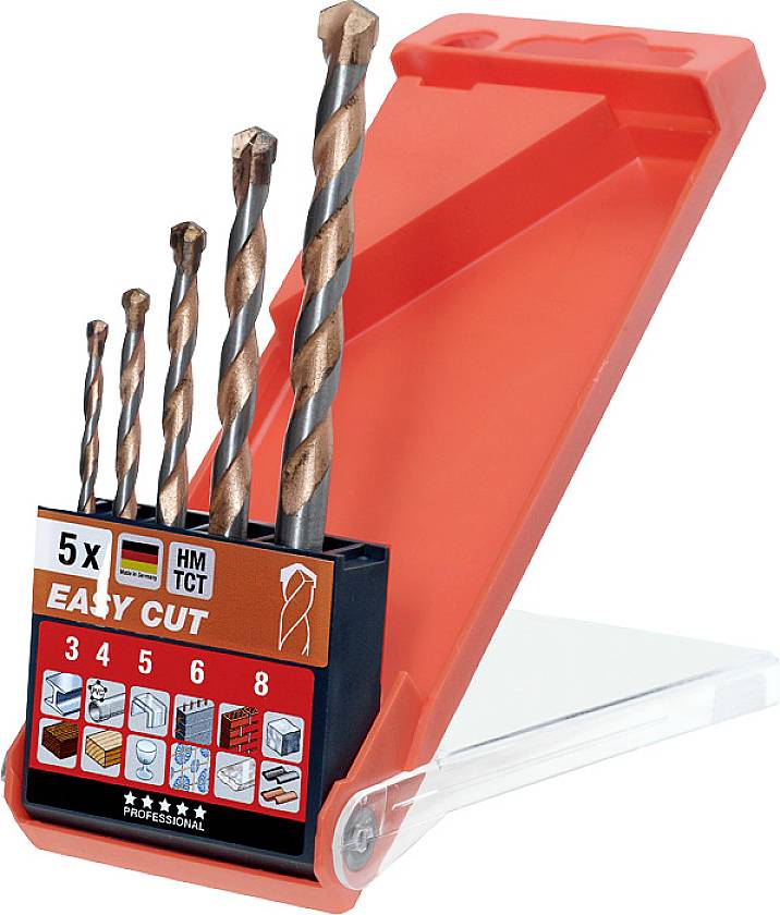 kwb 048300 HSS Multi-purpose drill bit 5-piece 3 mm, 4 mm, 5 mm, 6 mm, 8 mm Keyless drill chuck, Key-type drill chuck 5 pc(s)