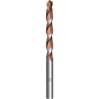A two-coloured spiral drill bit with a brownish and silver coating, used for drilling into various materials.