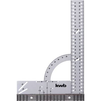 Steel set square with measurement scale. Contains angle measurement and metric scale. Auxiliary tool for precise measuring and drawing of angles and lengths.