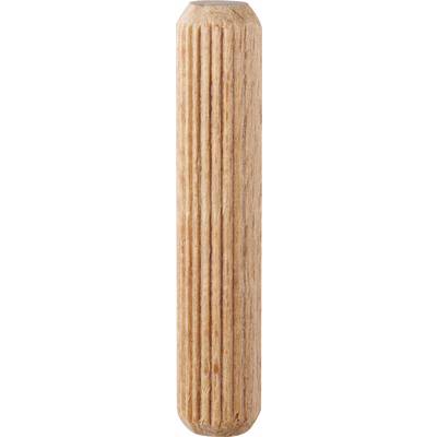 A elongated, ridged wooden object, possibly a handle or tool component, light brown in colour.