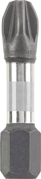 A short screwdriver bit with a knurled hexagonal head. Cylindrical grips are located above and below the central area.
