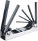 Black and silver multi-functional tool with multiple Allen keys in various sizes, compactly foldable.
