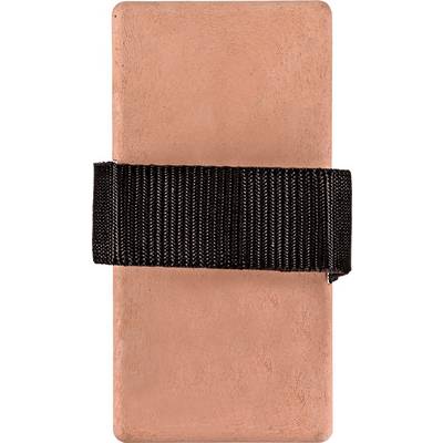 A rectangular copper block with a black, transverse loop for attachment or handling.