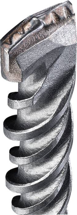 Close-up of a twist drill bit with precisely cut edges and sharp spirals, suitable for metalworking and precision tasks.