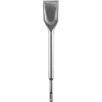 View of a silver chisel with a flat head and long handle, suitable for work with concrete or masonry.