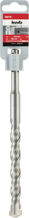 Concrete, stone and masonry drill bit by kwb, with SDS-plus connection and a spiral shaft, shown in its packaging.