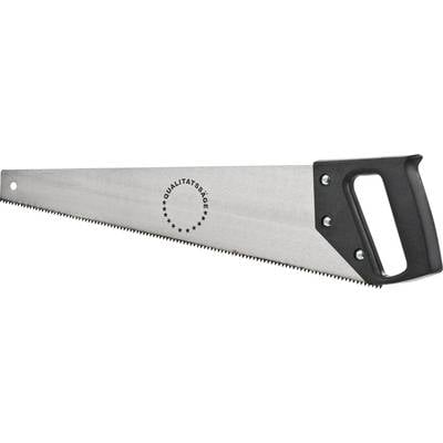 Handsaw with a black handle and the inscription 'Quality Saw' on the blade.