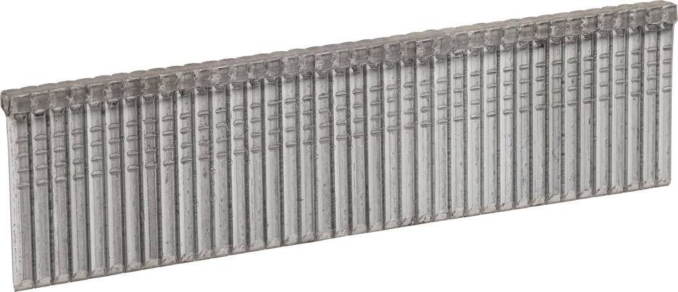 Row of silver nails bundled together for a nail gun.