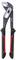 Water pump pliers with red and black handles, opened. Suitable for work on pipes and screws, non-slip handles.
