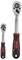 Two ratchets with black and red handles; one smaller, one larger; against a white background.