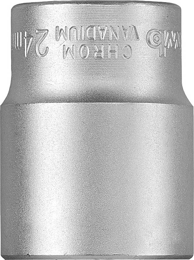Chrome vanadium metal socket extension, stamped '24mm'.