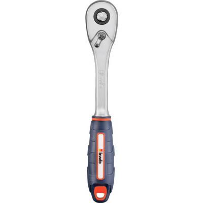 Socket ratchet spanner with ergonomic handle and turning mechanism for easy handling during repair work.