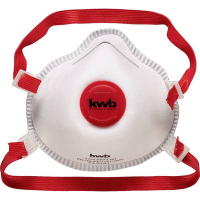 Respiratory mask with red valve and red straps, brand 'kwb'. Suitable for protection during dusty work or in contaminated air.