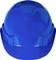 Blue hard hat, symbolising workplace safety, pictured head-on against a white background.