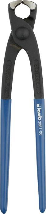 Pliers with a black head and blue handles.