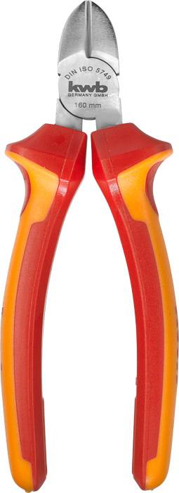 Side cutters with red and yellow handles, suitable for precise wire or cable cutting work.