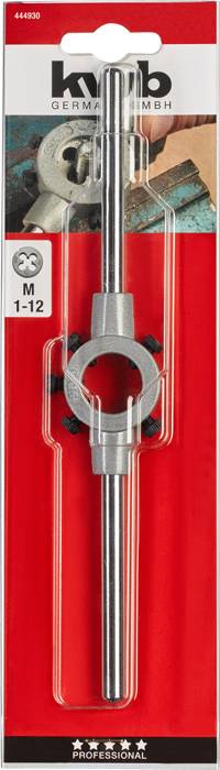 'KWB Germany GmbH' tap set in red packaging, with a metal cutter and handle. Suitable for metric M1-12.
