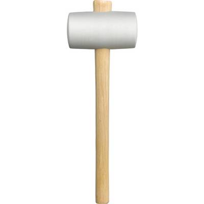 Rubber mallet with a white head and wooden handle, positioned vertically. Used for gentle hammering or tasks that require minimal marking.