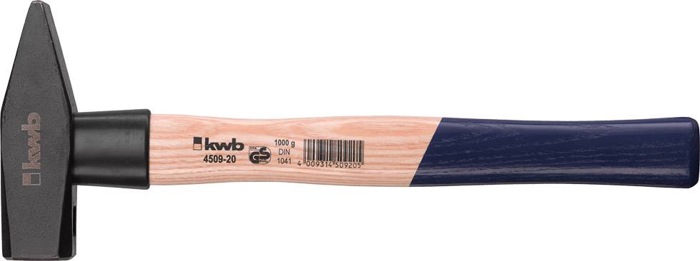 A hammer with a black-painted head and a wooden-coloured handle. The brand name 'kwb' is visible on the handle.