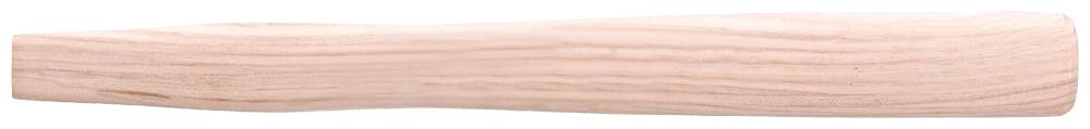 A smooth, light wooden handle, likely for a tool or kitchen utensil, lies horizontally on a white background.