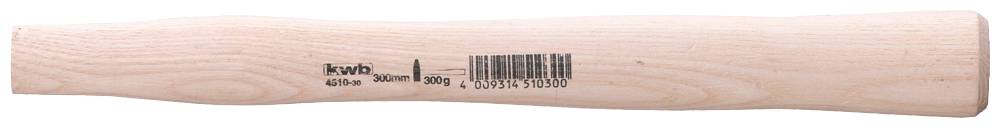 The image shows a wooden handle with the inscription 'kwb 965400' and a barcode. The handle is light brown and has a smooth surface.