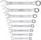 A set of nine open ring spanners in descending size, starting with size 19, visible on a white background.