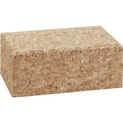 A rectangular cork block often used for balance and support exercises in yoga.