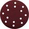 A round sanding paper sheet with multiple holes for attachment to a sanding device. Suitable for woodworking or metalworking.