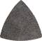 Triangular sanding pad with a coarse texture, primarily in black and grey, used for sanding work on various materials.