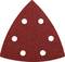 A triangular red sandpaper with six holes, likely suitable for a multi-tool or sanding machine.