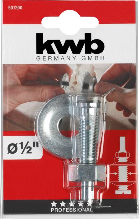 A packaging containing a dowel and a washer from the kwb brand. The packaging reads 'Ø 1/2"' and 'Professional'.