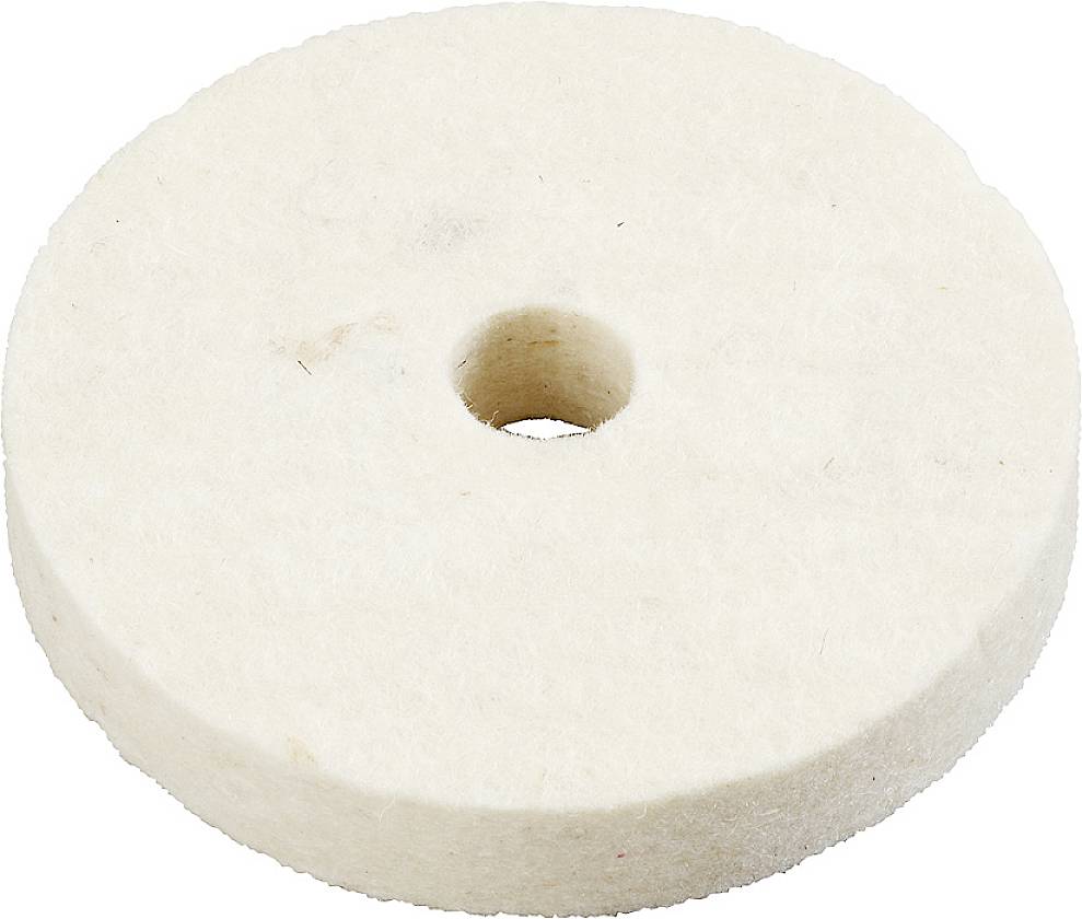 A circular felt ring with a central hole, in white colour.