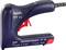 A navy-blue and black KWB hand stapler, model TT 14, with a red handle. Suitable for staples ranging from 6-14 mm.