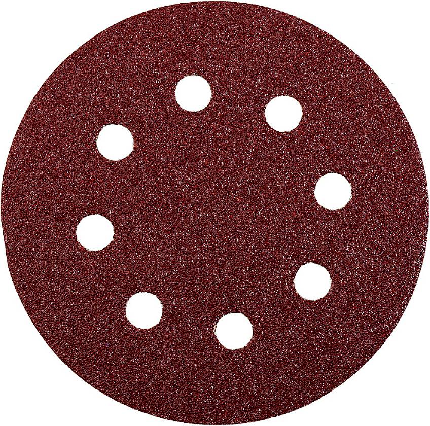 Brown grinding disc with a circular shape and eight evenly distributed holes for mounting on a grinding machine.
