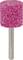 A cylindrical, pink grinding tool with a silver shaft, for surface processing.