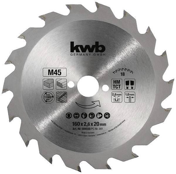 kwb  584555 Circular saw blade 160 x 16 mm  1 pc(s)