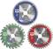 Three circular saw blades with a labelled central section in blue, green, and red, representing different cutting characteristics.