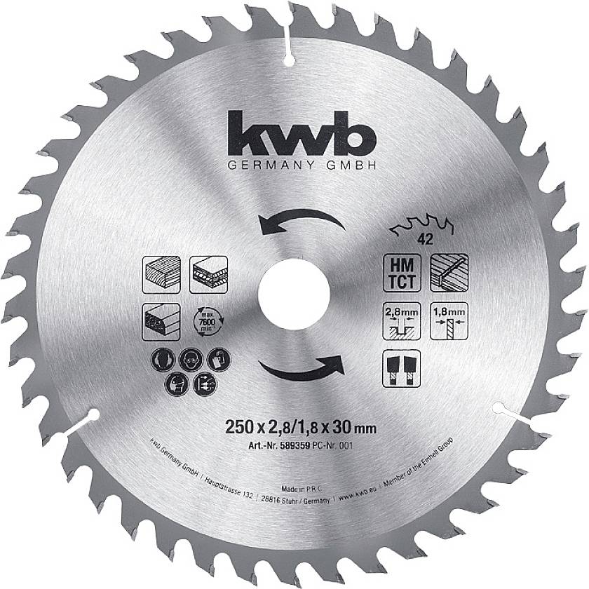 kwb 589359 Circular saw blade 250 x 30 mm 1 pc(s)