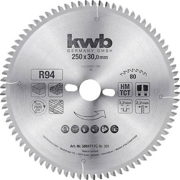 kwb  589477 Circular saw blade 250 x 30 mm  1 pc(s)