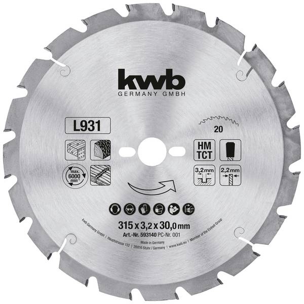 kwb  593140 Circular saw blade 315 x 30 mm  1 pc(s)
