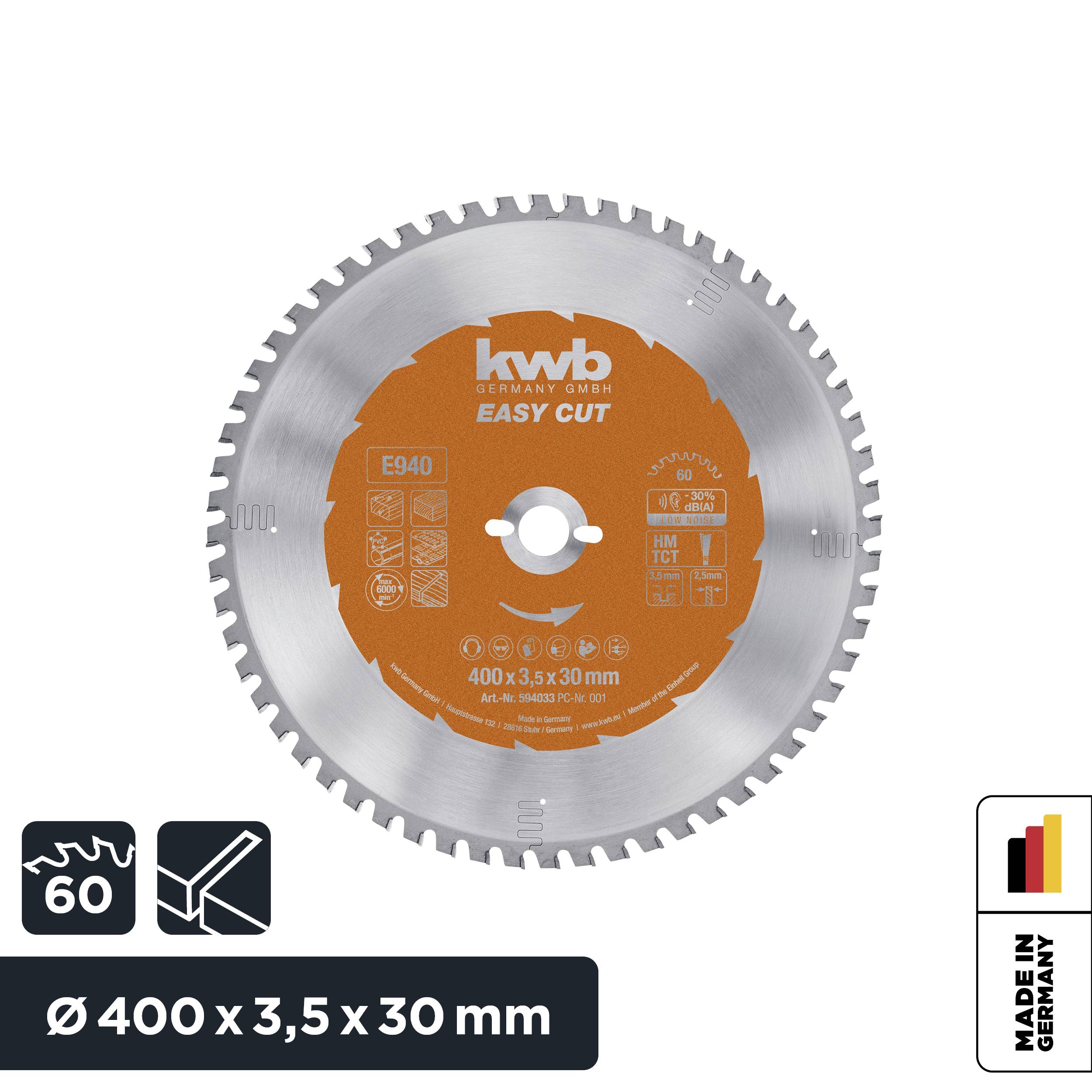 Circular Saw Blade 'Easy Cut' for Wood, Diameter 400 mm, 60 Teeth, Made in Germany. Ideal for Precise Cutting.