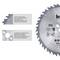 Circular saw blade with laser ornaments for noise reduction, fog holes for centring and securing. Model K93 for wood.