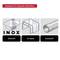 'Suitable for the following materials: stainless steel, acrylic glass, plastic.' Image shows symbols for sink, acrylic glass cover, pipe.