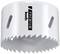 Drill crown with sharp teeth, white surface, 'kwb Premium' brand label visible. Suitable for precise drilling in hard materials.