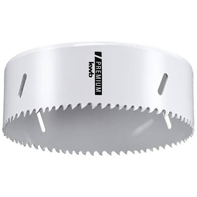 Drill crown with sharp teeth, white, with 'PREMIUM' inscription. Used for precise cutting of materials.<br><br>Drill bit with sharp teeth, white, stamped with 'PREMIUM'. Designed for precise material cutting.