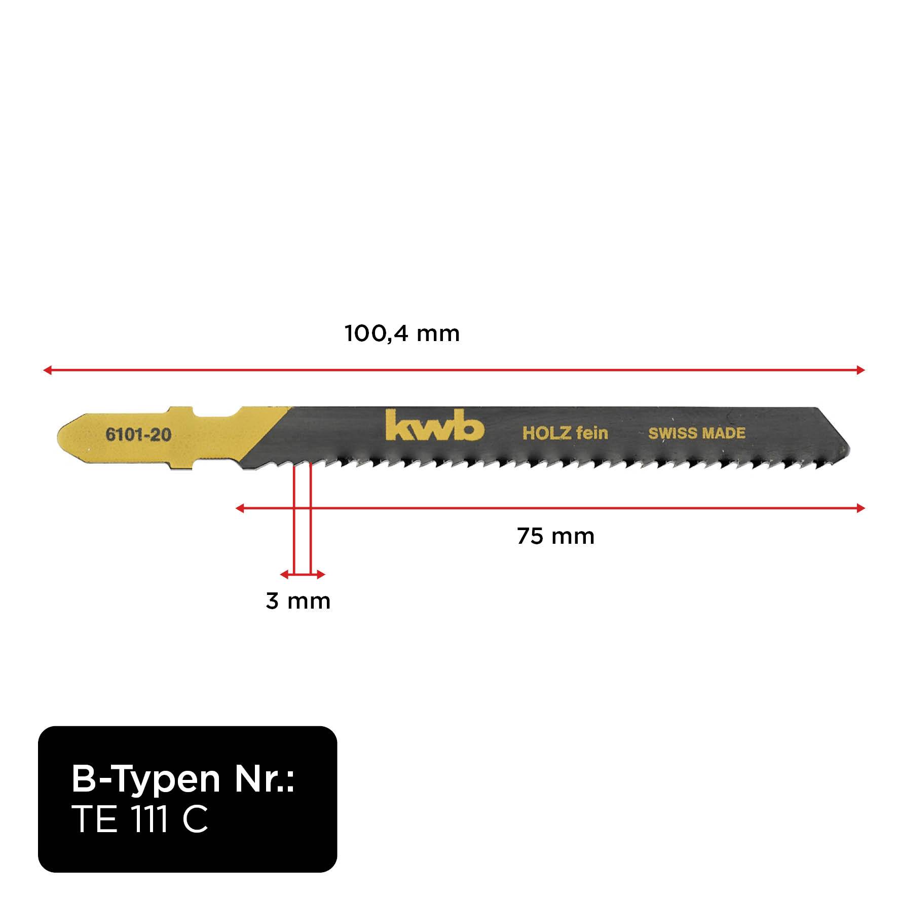 kwb 610225 Jig Saw Blades, Wood Working, Special Puncture-tooth, HCS, 5 x medium 5 pc(s)-4