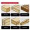 The image depicts various wood types: softwood, profile timber, decking boards, boarding, plywood, and glued laminated timber.
