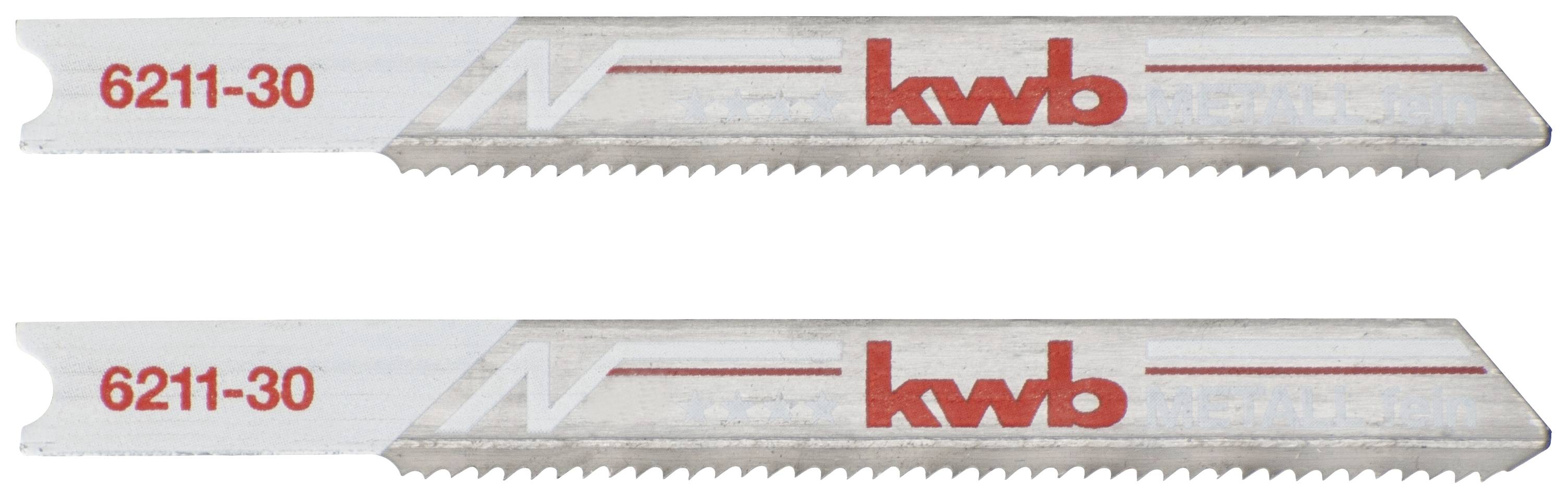 Two metal saw blades with red 'kwb' printing and the number '6211-30'.
