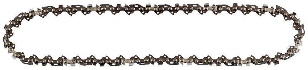 Chainsaw chain in an oval shape, consisting of sharp chain links, ready for use in cutting work.